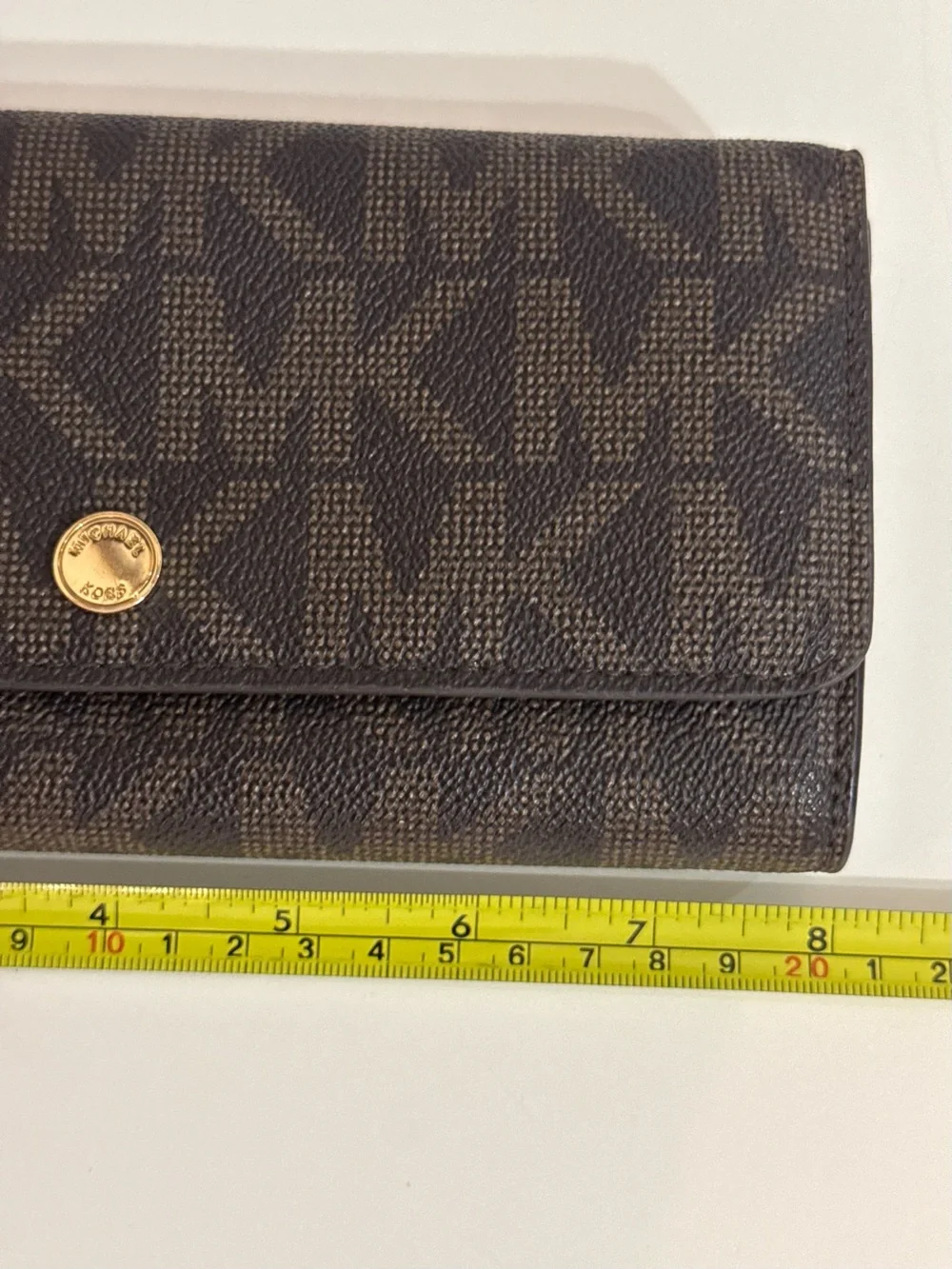 Michael Kors Brown Signature Wallet Purse with Gold Tone Snap